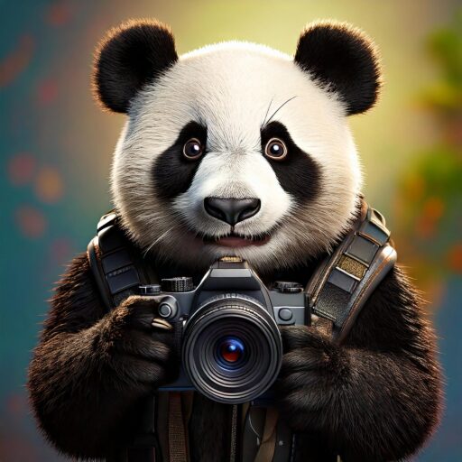 Panda mit Kamera